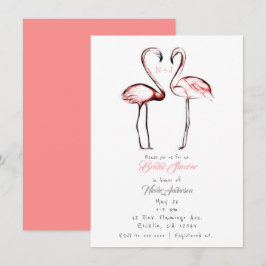 Perzik Roze Flamingo's Flamingo Bruidsdouche Kaart