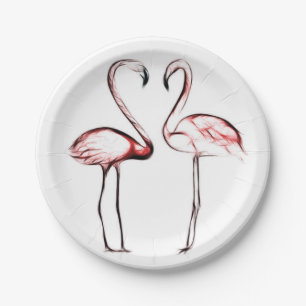 Perzik Roze Flamingo's Flamingo Chic Trendy Zwemba Papieren Bordje
