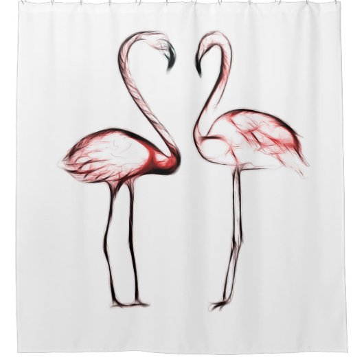 Perzik Roze Flamingo's Flamingo Tropisch Douchegordijn (Voorkant)