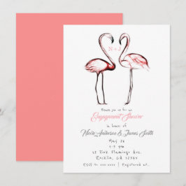 Perzik Roze Flamingo's Flamingo Trouwfeest Bruilof Kaart