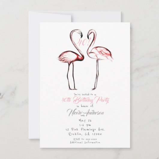 Perzik Roze Flamingo's Flamingo Verjaardagsfeestje Kaart (Voorkant)