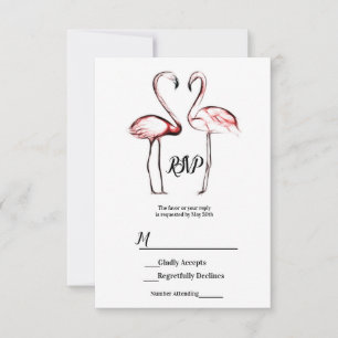 Perzik Roze Flamingo's Flamingo Zwarte Marmer RSVP Kaartje