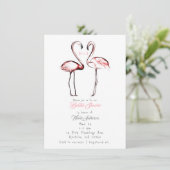 Perzik Roze Flamingo's Vlinder Bruidsborrel Kaart (Staand voorkant)