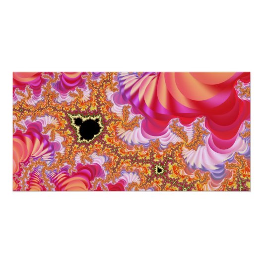 Perzik Roze Fractale Zoom Perfect Poster (Voorkant)