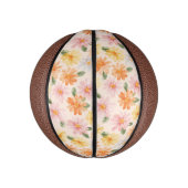 Perzik Roze Geel Blauwe Bloemen  Basketbal (Verticaal)