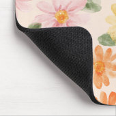 Perzik Roze Geel Blauwe Bloemen Muismat (Hoek)