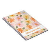 Perzik Roze Geel Blauwe Bloemen Notitieboek (Rechterzijde)