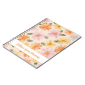 Perzik Roze Geel Blauwe Bloemen Notitieboek (Linkerzijde)