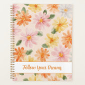 Perzik Roze Geel Blauwe Bloemen  Planner (Voorkant)