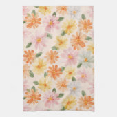 Perzik Roze Geel Blauwe Bloemen Theedoek (Verticaal)