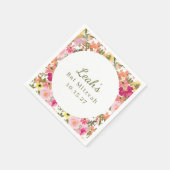 Perzik roze geel bloemenvleermuis mitswa aangepast servet (Hoek)