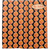 Perzik roze geel rose ontwerp op zwarte achtergron douchegordijn (Voorkant)