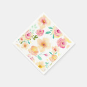 Perzik Roze Geel Waterverf Bloemen Servetten (Hoek)