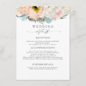 Perzik roze gekleurde bloemen bruiloft informatie informatiekaartje (Voorkant)