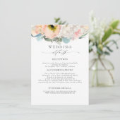 Perzik roze gekleurde bloemen bruiloft informatie informatiekaartje (Staand voorkant)