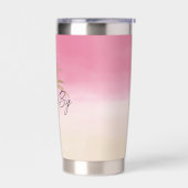 Perzik roze goud tropische palmboom geïsoleerde drinkbeker (Links)