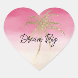 Perzik roze goud tropische palmboom hart sticker