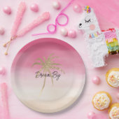 Perzik roze goud tropische palmboom papieren bordje (Feest)