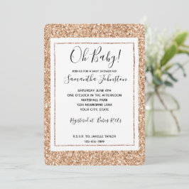 Perzik Roze Gouden Blush Glitter Glans Kaart