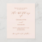 Perzik roze gouden formele budget bruiloft uitnodi (Voorkant)