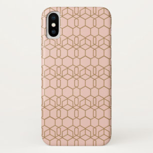 Perzik Roze & Gouden Moderne Boho Geometrische Gla Case-Mate iPhone Case