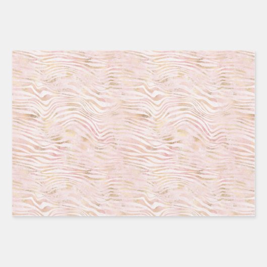 Perzik Roze Gouden Zebra Print Inpakpapier Vel (Voorkant 3)