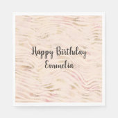 Perzik Roze Gouden Zebra Print Servet (Voorkant)