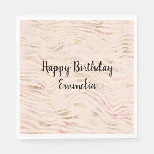 Perzik Roze Gouden Zebra Print Servet (Voorkant)