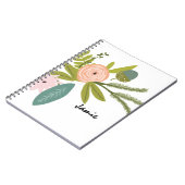 Perzik Roze Groen Bloemen en Fauna Notitieboek (Linkerzijde)