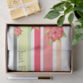 Perzik roze groen met rode bloemen tissuepapier (Geschenk)