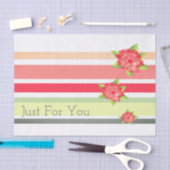 Perzik roze groen met rode bloemen tissuepapier (Craft)