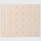Perzik roze harten chique Eiffeltoren Parijs Frans Cadeaupapier (Vlak)