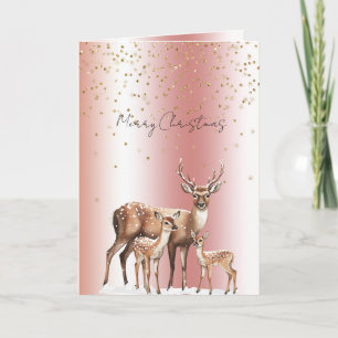 Perzik Roze Hert Goud Glitter Kerstmis Kaart