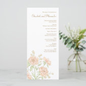 Perzik Roze Huwelijksprogramma's Menu (Staand voorkant)