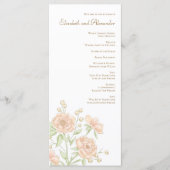 Perzik Roze Huwelijksprogramma's Menu (Voorkant)