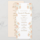 Perzik Roze Huwelijksprogramma's Menu (Voorkant / Achterkant)