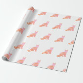 Perzik Roze Kat Patroon Cadeaupapier (Uitgerold)