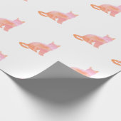 Perzik Roze Kat Patroon Cadeaupapier (Hoek)