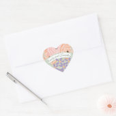 Perzik roze koraal groene lavendel bloemenbruiloft hart sticker (Envelop)
