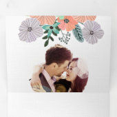 Perzik Roze Lavendel Groen Bloem Bruiloft Drieluik Uitnodiging (Binnenzijde eerst)