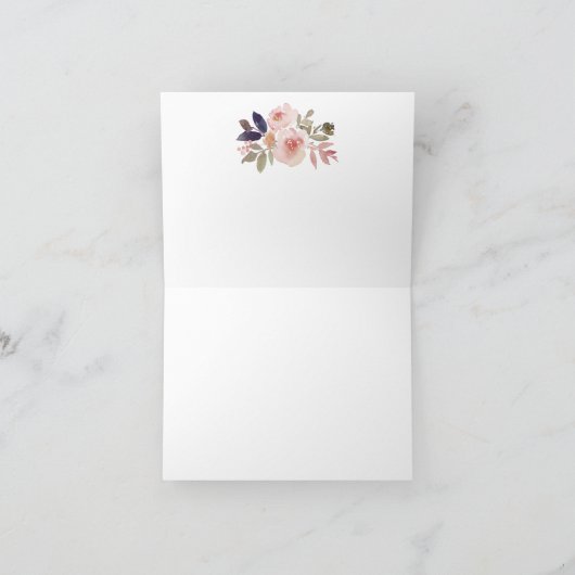 Perzik Roze Lavendel Paarse Wilde Bloemen Dank Je Bedankkaart (Binnen)