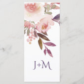 Perzik Roze Lavendel Paarse Wildflowers Menu Kaart (Achterkant)