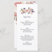 Perzik Roze Lavendel Paarse Wildflowers Menu Kaart (Voorkant / Achterkant)