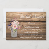 Perzik Roze Lavendel Wildflowers Barnwood Bridal Kaart (Voorkant)