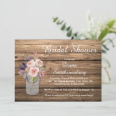Perzik Roze Lavendel Wildflowers Barnwood Bridal Kaart (Staand voorkant)