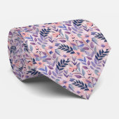 Perzik Roze Marine Bloemen Bloemmotief Stropdas (Opgerold)