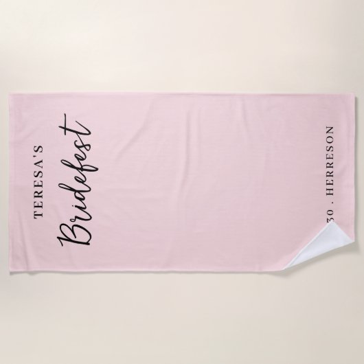 Perzik Roze Moderne Bachelorette-ontwerp Strandlaken (Voorkant)