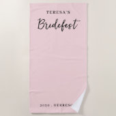 Perzik Roze Moderne Bachelorette-ontwerp Strandlaken (Voorkant)