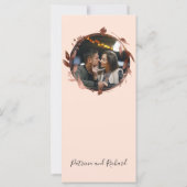 Perzik Roze Monogram Foto Huwelijksmenu Kaart (Achterkant)