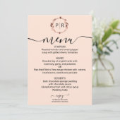 Perzik Roze Monogram Foto Trouwmenu Kaart (Staand voorkant)